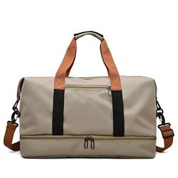 n/a Damen-Fitness-Handtasche, Fitness-Reisetasche, Nylon, One-Shoulder-Umhängetasche, Sport, Freizeit, Yoga-Tasche (Farbe: Khaki, Größe: 46 x 25 x 28 cm) von ADERN