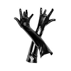 ADESUGATA Damen Sexy Handschuhe,Kunstleder lange Handschuhe Erwachsene Sexy Rolle Play Ellenbogen Länge Handschuhe Sexy Wet Look Glanz schwarz schwarz von ADESUGATA