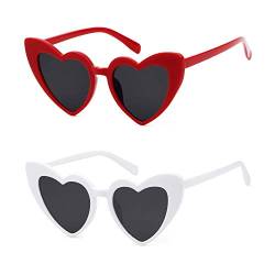 ADEWU Herz Sonnenbrille Hochzeit Retro Brille Unisex Herzform UV-Schutz Partybrille Damen Mode … von ADEWU