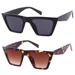 ADEWU Katzenauge Sonnenbrille Mode Damen Oversized Übergröße Brille UV400 Schutz Vintage Retro Designer von ADEWU