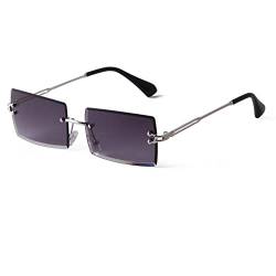 ADEWU Rechteckige Randlose Sonnenbrille Damen Herren Retro Brille Vintage UV400 Unisex Ultra-Leicht von ADEWU