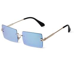 ADEWU Rechteckige Randlose Sonnenbrille Damen Herren Retro Brille Vintage UV400 Unisex Ultra-Leicht von ADEWU