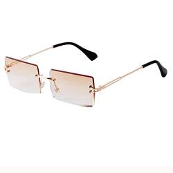 ADEWU Rechteckige Randlose Sonnenbrille Damen Herren Retro Brille Vintage UV400 Unisex Ultra-Leicht von ADEWU