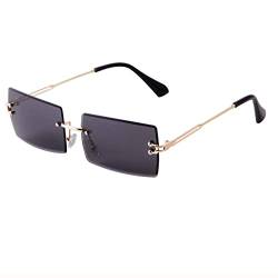 ADEWU Rechteckige Randlose Sonnenbrille Damen Herren Retro Brille Vintage UV400 Unisex Ultra-Leicht von ADEWU