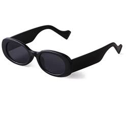 ADEWU Retro Oval Sonnenbrille 90er Vintage Rechteck Designer Brille für Herren Damen Trendy Y2K von ADEWU