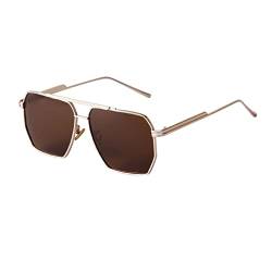 ADEWU Retro Übergroße Quadratische Polarisierte Sonnenbrille für Damen Herren Vintage Shades UV400 Klassische Große Metall Brille von ADEWU