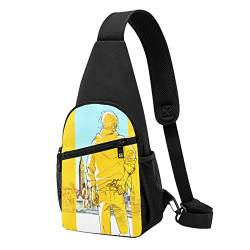 Banana Fish Casual Eine Schulter Kreuz Körper Brust Tasche Brieftasche Telefon Tasche Männer Crossbody Tasche Reise Walking Taille Tasche, Schwarz , Einheitsgröße von ADFSHIDS