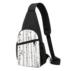 Birke Tree Casual Eine Schulter Kreuz Körper Brust Tasche Brieftasche Telefon Tasche Männer Crossbody Tasche Reise Walking Taille Tasche, Schwarz , Einheitsgröße von ADFSHIDS