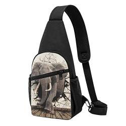 Broken Wall Elephant Casual One Shoulder Cross Body Chest Bag Wallet Phone Bag Men'S Cross Body Bag Travel Walking Waist Bag, Schwarz , Einheitsgröße von ADFSHIDS