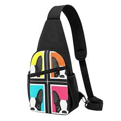 Bunte Französische Bulldogge Lässige Eine Schulter Kreuz Körper Brust Tasche Brieftasche Telefon Tasche Männer Kreuz Körper Tasche Reise Walking Taille Tasche, Schwarz , Einheitsgröße von ADFSHIDS