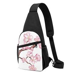 Cherry Blossom Casual One Shoulder Cross Body Chest Bag Wallet Phone Bag Men'S Cross Body Bag Travel Walking Waist Bag, Schwarz , Einheitsgröße von ADFSHIDS
