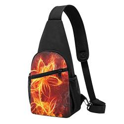 Flaming Fire Flowers Casual One Shoulder Cross Body Chest Bag Wallet Phone Bag Men'S Cross Body Bag Travel Walking Waist Bag, Schwarz , Einheitsgröße von ADFSHIDS