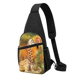 Giraffe Und Sonnenblume Lässige Eine Schulter Kreuz Körper Brust Tasche Brieftasche Telefon Tasche Männer Crossbody Tasche Reise Walking Taille Tasche, Schwarz , Einheitsgröße von ADFSHIDS