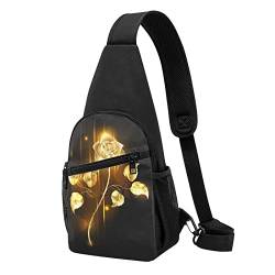 Gold Rose Casual Eine Schulter Kreuz Körper Brust Tasche Brieftasche Telefon Tasche Männer Crossbody Tasche Reise Walking Taille Tasche, Schwarz , Einheitsgröße von ADFSHIDS