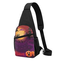 Happy Halloween Casual One Shoulder Cross Body Chest Bag Wallet Phone Bag Men'S Cross Body Bag Travel Walking Waist Bag, Schwarz , Einheitsgröße von ADFSHIDS