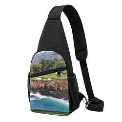 Hawaii Beach Golf Course Casual One Shoulder Cross Body Chest Bag Wallet Phone Bag Men'S Cross Body Bag Travel Walking Waist Bag, Schwarz , Einheitsgröße von ADFSHIDS