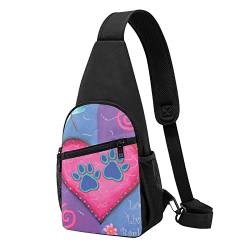 Hund Tier Haustier Pfote Casual Eine Schulter Kreuz Körper Brust Tasche Brieftasche Telefon Tasche Herren Crossbody Tasche Reise Walking Taille Tasche, Schwarz, Einheitsgröße von ADFSHIDS