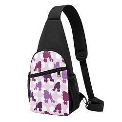 Lila Pudel Polka Dot Casual Eine Schulter Kreuz Körper Brust Tasche Brieftasche Telefon Tasche Herren Crossbody Tasche Reise Walking Taille Tasche, Schwarz , Einheitsgröße von ADFSHIDS