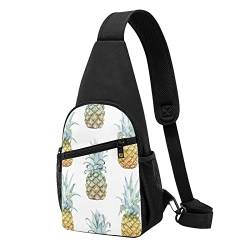 Mode Ananas Casual Eine Schulter Kreuz Körper Brust Tasche Brieftasche Telefon Tasche Männer Crossbody Tasche Reise Walking Taille Tasche, Schwarz , Einheitsgröße von ADFSHIDS