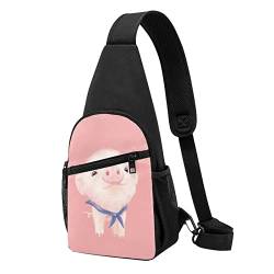 Pink Pig Casual One Shoulder Cross Body Chest Bag Wallet Phone Bag Men'S Cross Body Bag Travel Walking Waist Bag, Schwarz , Einheitsgröße von ADFSHIDS
