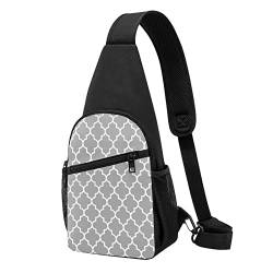 Quatrefoil Grau Casual Eine Schulter Kreuz Körper Brust Tasche Brieftasche Telefon Tasche Herren Crossbody Tasche Reise Walking Taille Tasche, Schwarz , Einheitsgröße von ADFSHIDS