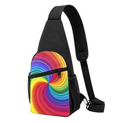 Rainbow Swirl Casual One Shoulder Cross Body Chest Bag Wallet Phone Bag Men'S Cross Body Bag Travel Walking Waist Bag, Schwarz , Einheitsgröße von ADFSHIDS