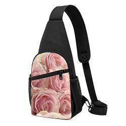 Roses Flower Casual One Shoulder Cross Body Chest Bag Wallet Phone Bag Men'S Cross Body Bag Travel Walking Waist Bag, Schwarz , Einheitsgröße von ADFSHIDS