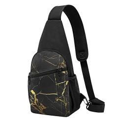 Schwarz Und Gold Hintergrund Casual Eine Schulter Kreuz Körper Brust Tasche Brieftasche Telefon Tasche Männer Crossbody Tasche Reise Wandern Taille Tasche, Schwarz , Einheitsgröße von ADFSHIDS