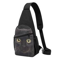 Schwarze Katze Casual Eine Schulter Kreuz Körper Brust Tasche Brieftasche Telefon Tasche Männer Crossbody Tasche Reise Walking Taille Tasche, Schwarz , Einheitsgröße von ADFSHIDS