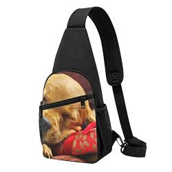 Weihnachten Hund Casual Eine Schulter Crossbody Brust Tasche Brieftasche Telefon Tasche Herren Crossbody Tasche Reise Walking Taille Tasche, Schwarz , Einheitsgröße von ADFSHIDS