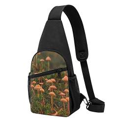 Wild Mushroom Casual One Shoulder Cross Body Chest Bag Wallet Phone Bag Men'S Cross Body Bag Travel Walking Waist Bag, Schwarz , Einheitsgröße von ADFSHIDS