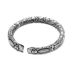 ADGJL Sterling Silber Armbänder Für Damen,Gothic 925 Silber Vintage Armband Handgefertigt Exquisite Schnitzerei Verstellbare Öffnung Armreif Damen Trendige Schmuck Geschenk Für Geburtstagspaar von ADGJL