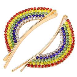 1 x Regenbogen-Haarspange, Haarspange, gerader Rand, Strass (C) von ADIASEN