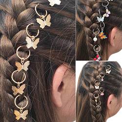 6 Stück Schmetterling Quaste Haarschmuck Ringe Clips Legierung Dreadlocks Haar Manschetten Perlen Zöpfe Zubehör Cocktail Party (1) von ADIASEN