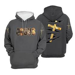 ADITIRCP Herren Vintage Kreuz Löwe Hoodie 3D All Over Jesus Druck Langarm Kapuzenpullover Sweatshirt mit Tasche von ADITIRCP