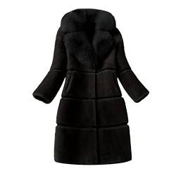 ADMAY 2023 neue Frauen Kunstmäntel Elegant Dicke Warm Mode Oberbekleidung Lange Jacke Plüsch Jacke Warm und Weich Winter Mantel Fleece Top Petite, Schwarz , 54 von ADMAY