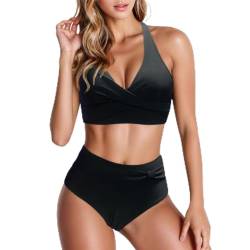 ADMAY 2024 Damen Bikini Set High Waist Badeanzüge Bauchweg Schwimmanzug Bademode Für Damen Mit Cups Badeanzug Für Mollige Shape Push Up Swimsuits for Women Tankini Große Größe Swimming Gemustert Sexy von ADMAY