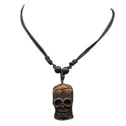 ADMAY Piraten Halloween Kostüm Damen Teufel Hexenkostüm Halloween-Anhänger-Halskette, Halsketten für Männer und Frauen mit verstellbarer schwarzer Kordel, böhmischer Schmuck Feder (Brown, One Size) von ADMAY