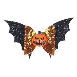 Halloween Kostüm Damen Hexenkostüm Teufel Y27K Halloween Glitzer Haarnadel Kürbis Schleife Haarnadel Trick Cartoon niedliche Haarnadel Mädchen Kinder Halloween Party Haarschmuck (D, One Size) von ADMAY