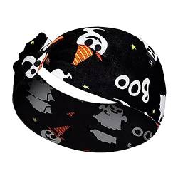 Halloween Kostüm Damen Piraten Hexenkostüm Teufel Boho-Stil Damen-Stirnband, modisches breites Stirnband, Yoga, Halloween, bedrucktes Stirnband Ohrenschützer Fahrradhelm (Black, One Size) von ADMAY