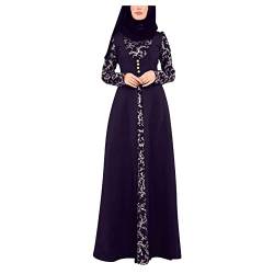 Kleid Damen Dress Boho Sommerkleid Strandkleid Arabische Moslems Kleidung Kaftan Stitching Abaya Spitze Maxi Islamische Frauen Jilbab Frauenkleid Sommerkleid Damen Sportlich von ADMAY