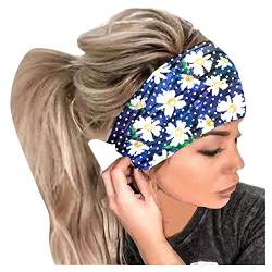 Wintergeschenk Beliebtes Festival y2*k Kopfhaar Elastisches Druckband Bandana Stirnband Frauen Wrap Stirnband Stirnband Metall Stirnband Welle (Blau, Einheitsgröße) von ADMAY