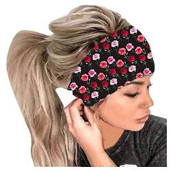 Wintergeschenk Beliebtes Festival y2*k Kopfhaar Elastisches Druckband Bandana Stirnband Frauen Wrap Stirnband Stirnband Metall Stirnband Welle (Schwarz, Einheitsgröße) von ADMAY