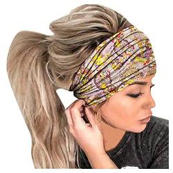 Wintergeschenk Beliebtes Festival y22k Stirnband Haar Elastisches Bandana Wrap Frauen Band Kopf Druck Stirnband Stirnband Rutschfestes Stirnband Herren (Gelb, Einheitsgröße) von ADMAY