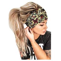 Wintergeschenk Beliebtes Festival y25k Wickelband Stirnband Haar Kopf Frauen Stirnband Elastisch Druck Bandana Stirnband Packung Stirnbänder (Gelb, Einheitsgröße) von ADMAY