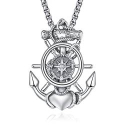 ADMETUS Anker Kette Männer 925 Sterling Silber Anker Kompass Anhänge Anker Kettenanhänger Halskette Anker Schmuck Geschenk für Herren Männer von ADMETUS