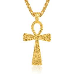 ADMETUS Ankh Kette Sterling Silber Ägyptisches Kreuz Halskette Gold Ankh Anhänger Herren Ägypten Amulett Schutz Schmuck Geschenk für Herren Männer von ADMETUS