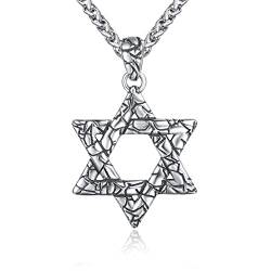 ADMETUS David Stern Kette Sterling Silber Davidstern Anhänger Halskette Herren Hexagramm Kette Davidstern Amulett Schutz Schmuck Geschenk für Herren Männer von ADMETUS