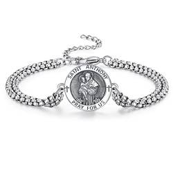 ADMETUS Heiliger Antonius Armband Sterling Silber St Antonius Armband Heiliger Antonius Von Padua Medaille Armband Schutz Schmuck Religiöse Geschenk für Herren von ADMETUS