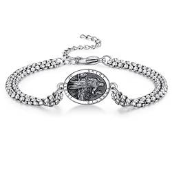 ADMETUS Heiliger Franziskus Armband Sterling Silber Franziskus von Assisi - Medaillen Armband Herren Amulett Schmuck Religiöser Geschenke für Herren von ADMETUS